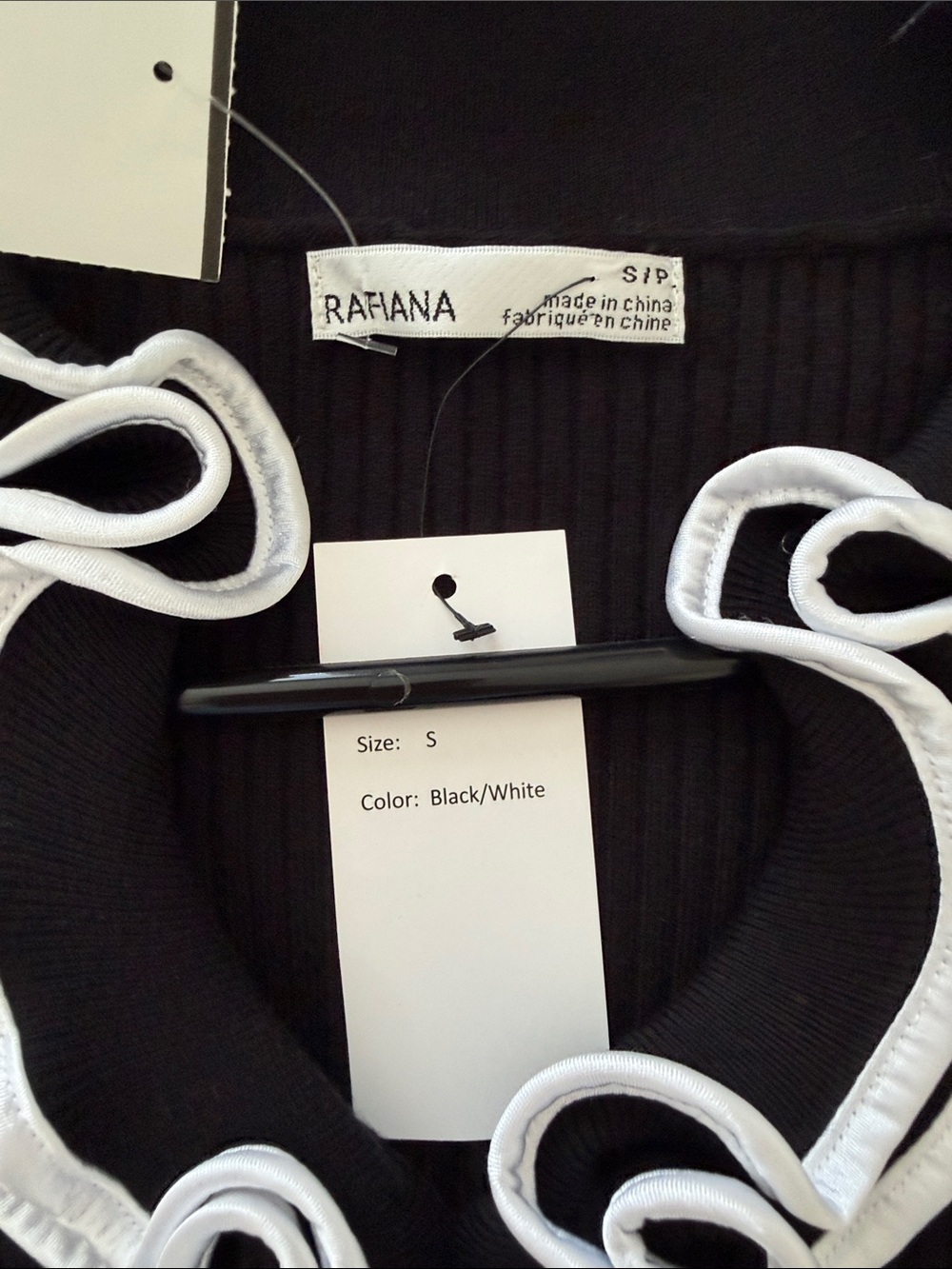Black V-Neck Ruffle-Trim Ribbed Sweater - Picture 2 of 9